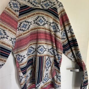 Brooklyn Cloth Red and Blue Cowl Neck Sweater